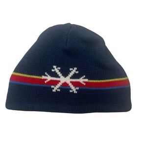 Gymboree Kids Snowflake Beanie Hat Navy Blue‎ Acrylic Wool Blend M L